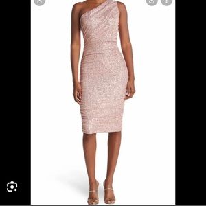 One shoulder sequined midi dress